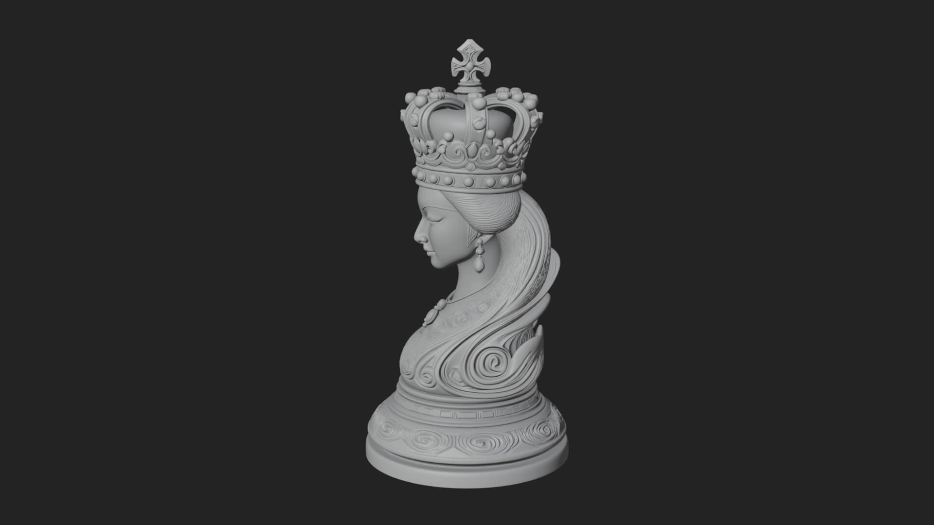 Ornate Chess Piece Statue Design 144 3D Print Model 3D Model