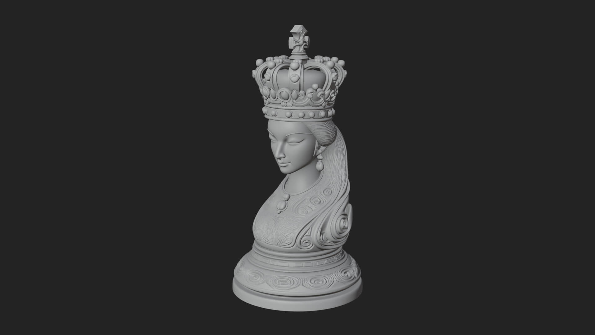 Ornate Chess Piece Statue Design 144 3D Print Model 3D Model