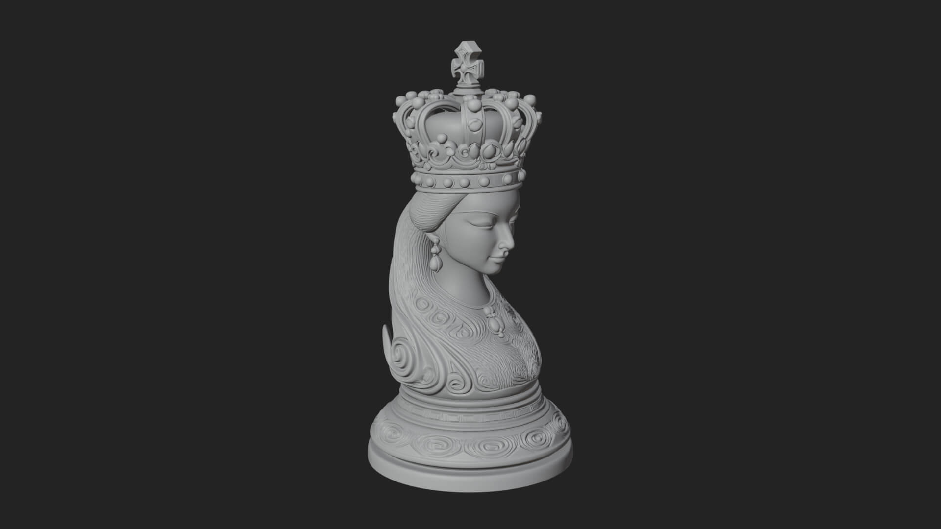 Ornate Chess Piece Statue Design 144 3D Print Model 3D Model