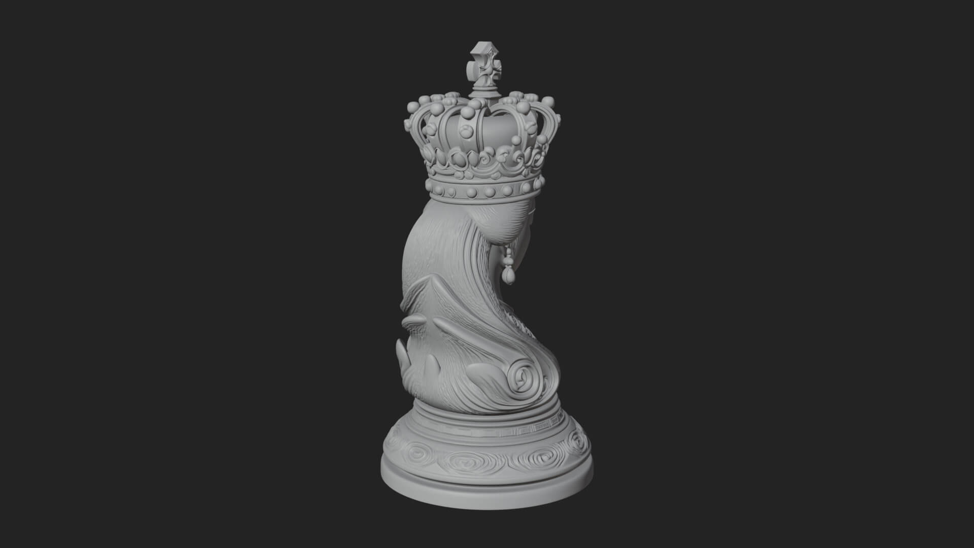 Ornate Chess Piece Statue Design 144 3D Print Model 3D Model