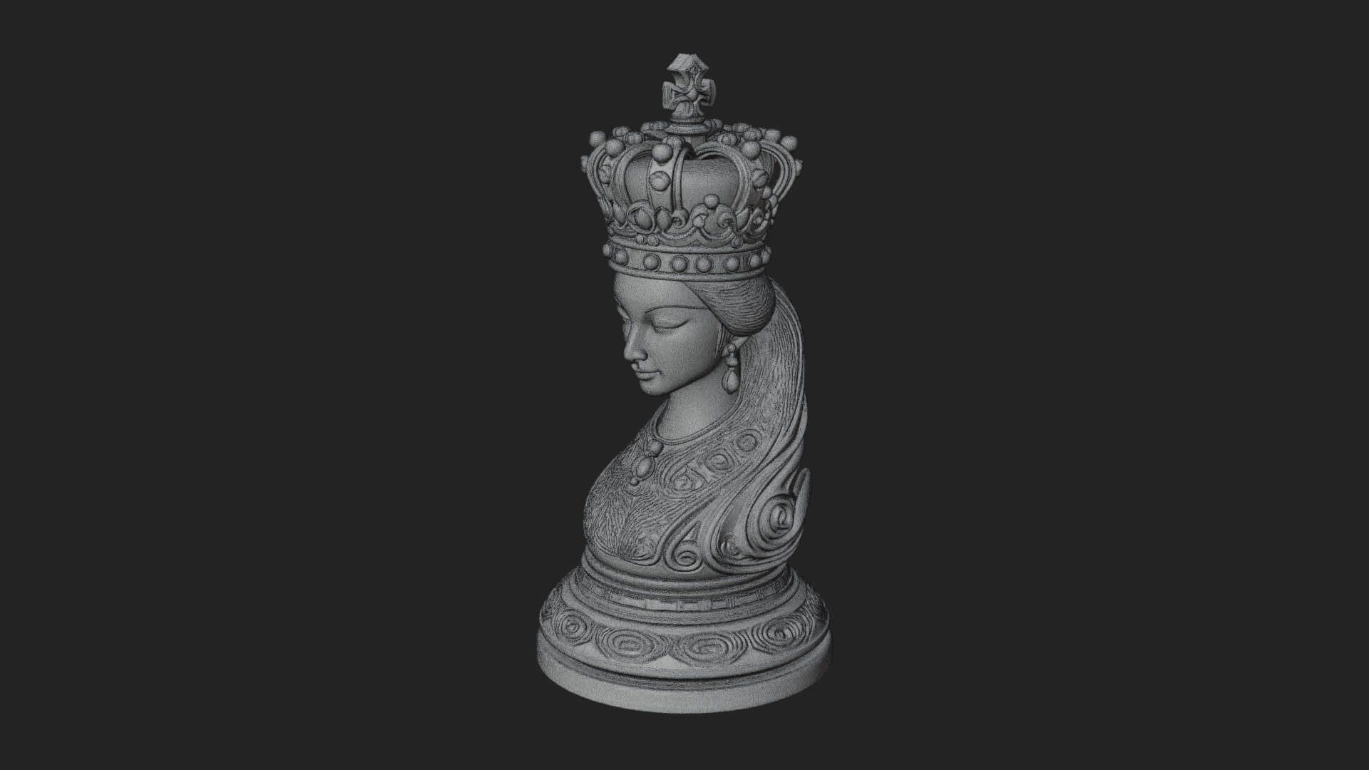 Ornate Chess Piece Statue Design 144 3D Print Model 3D Model