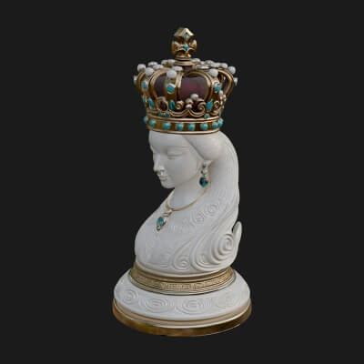 Ornate Chess Piece Statue Design 144 3D Print Model