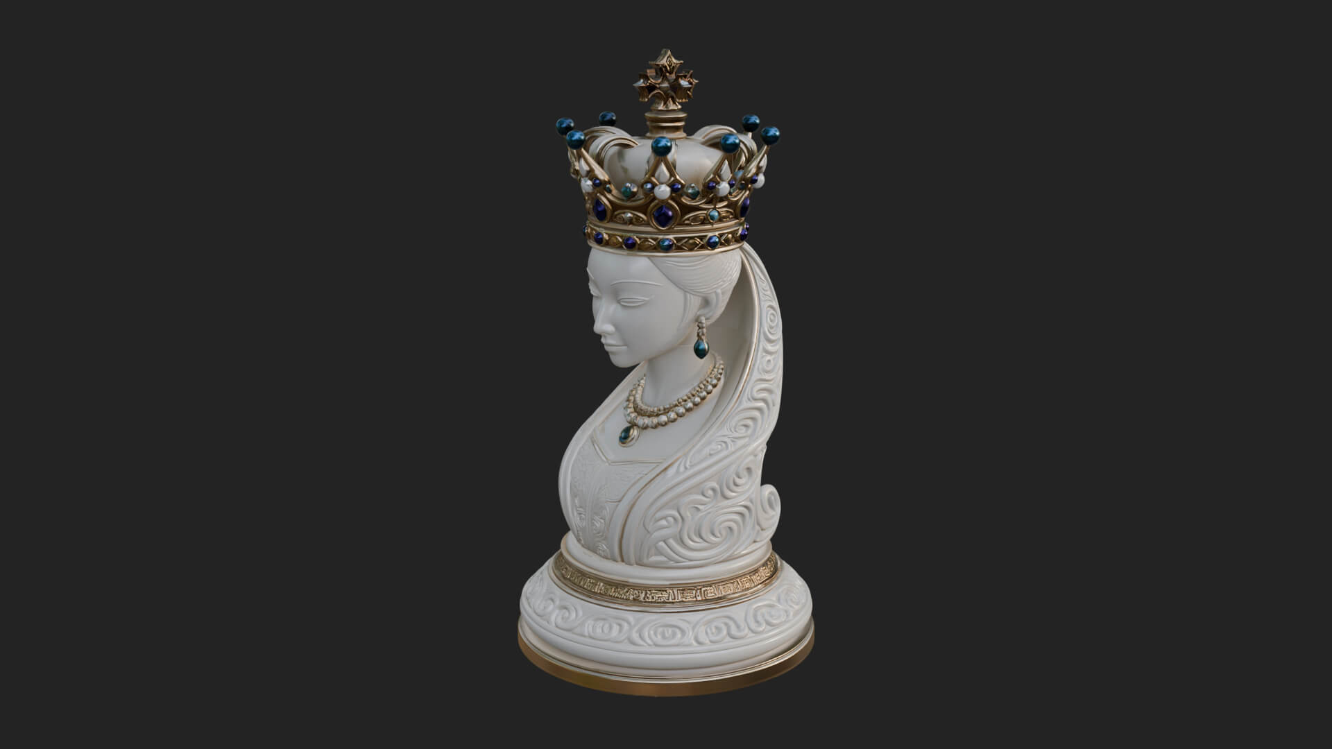 Ornate Chess Piece Statue Design 145 3D Print Model 3D Model