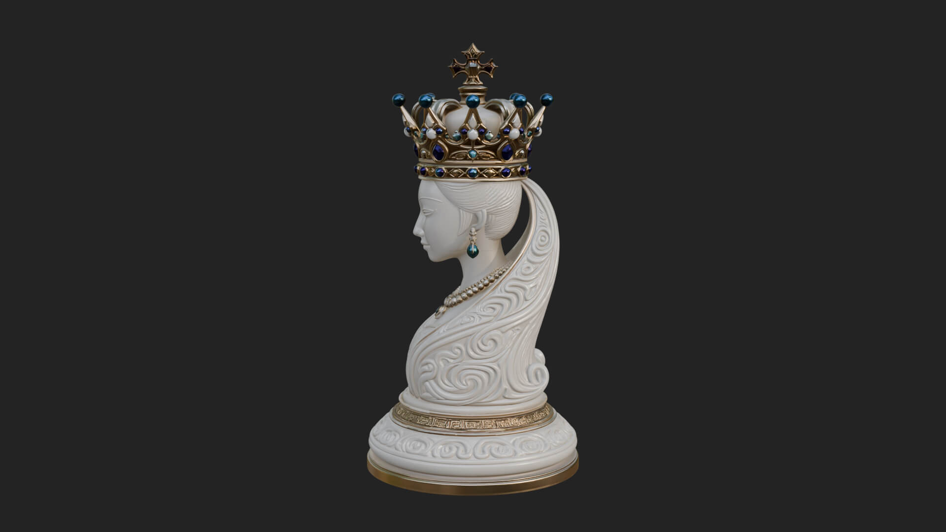 Ornate Chess Piece Statue Design 145 3D Print Model 3D Model