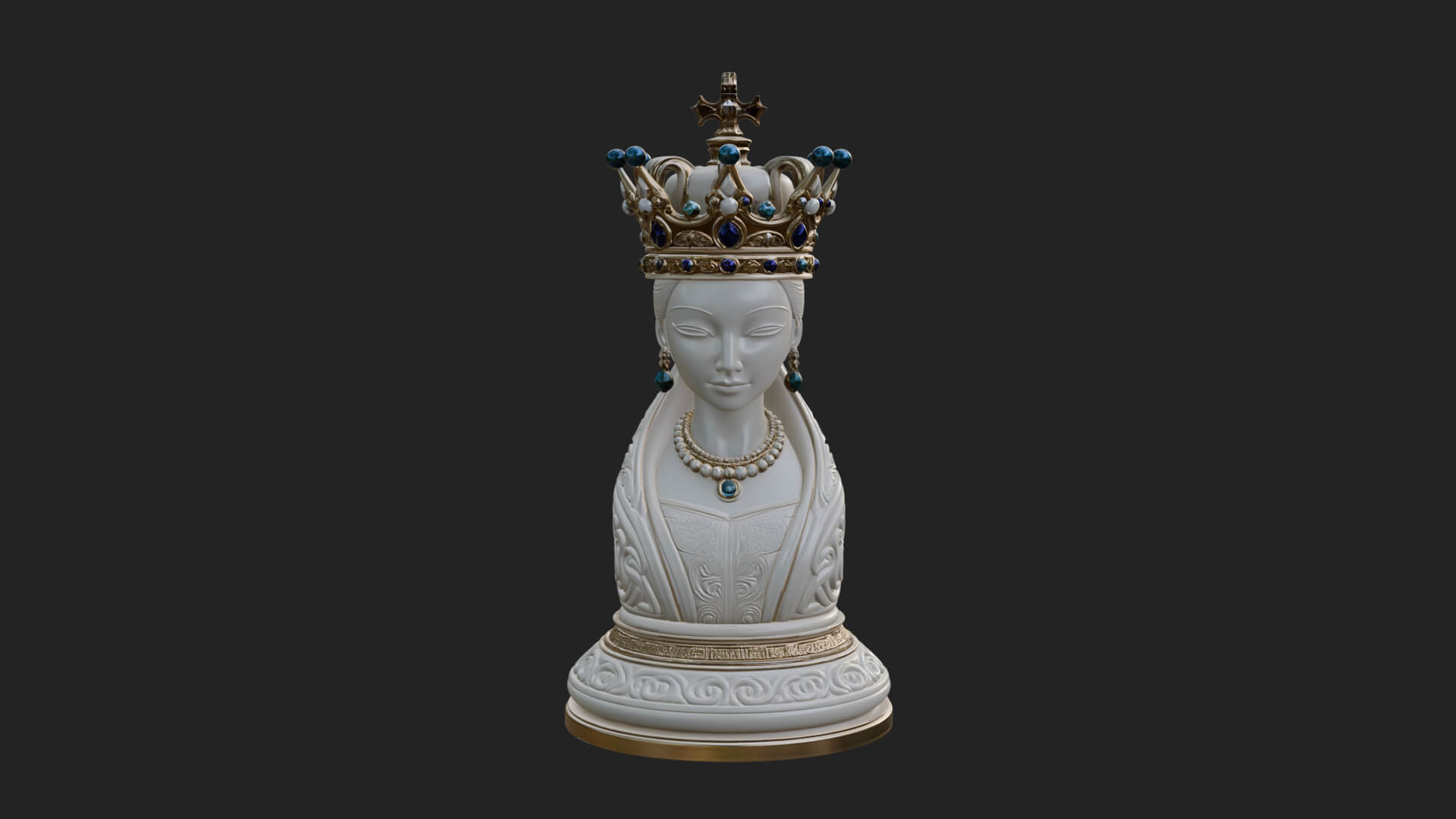 Ornate Chess Piece Statue Design 145 3D Print Model 3D Model
