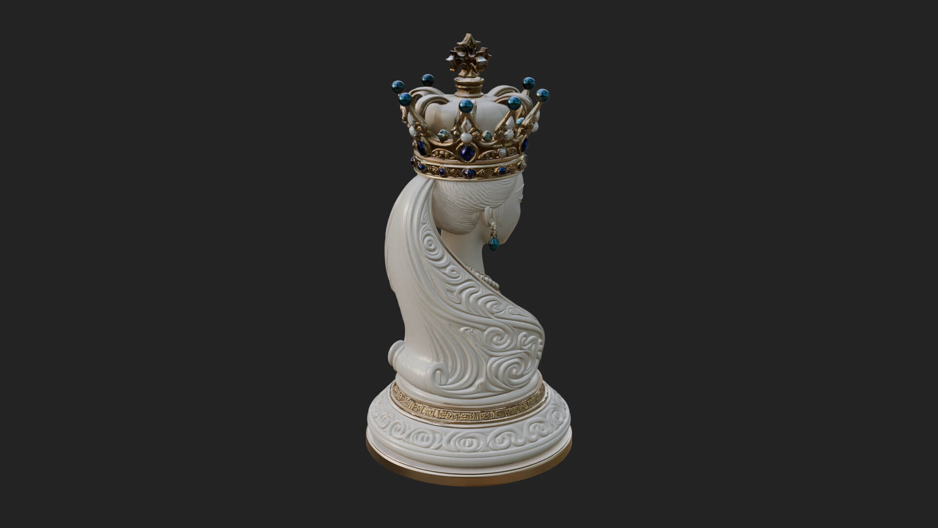 Ornate Chess Piece Statue Design 145 3D Print Model 3D Model