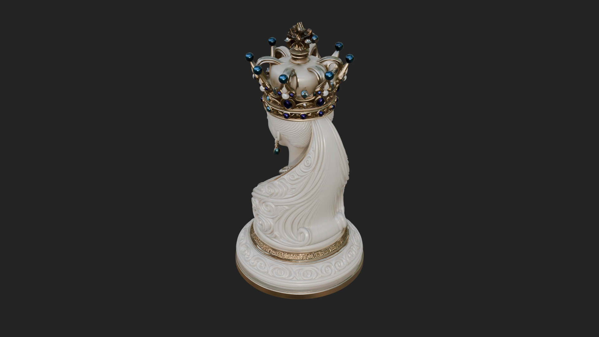 Ornate Chess Piece Statue Design 145 3D Print Model 3D Model