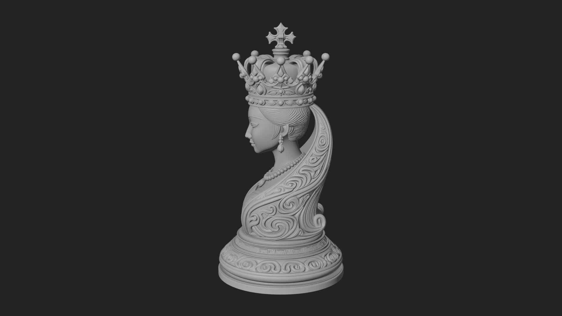 Ornate Chess Piece Statue Design 145 3D Print Model 3D Model