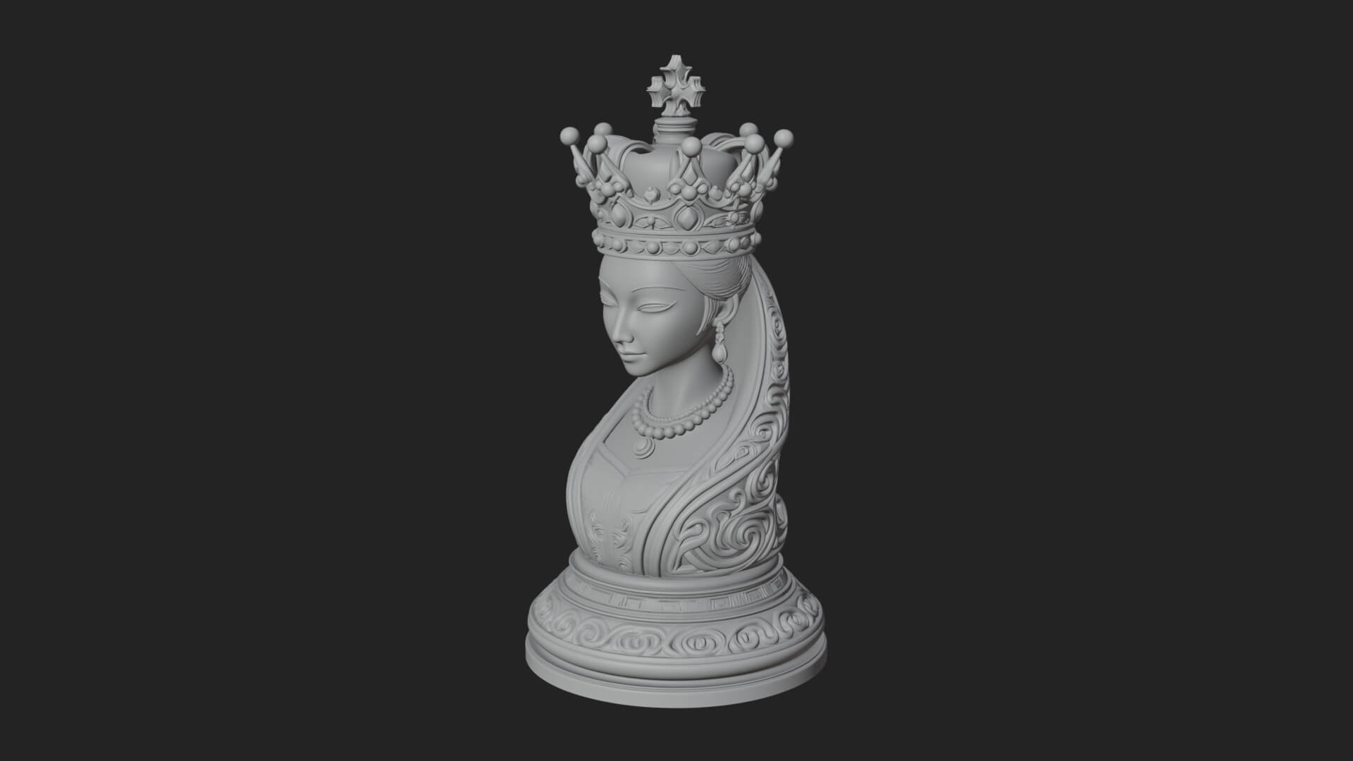 Ornate Chess Piece Statue Design 145 3D Print Model 3D Model