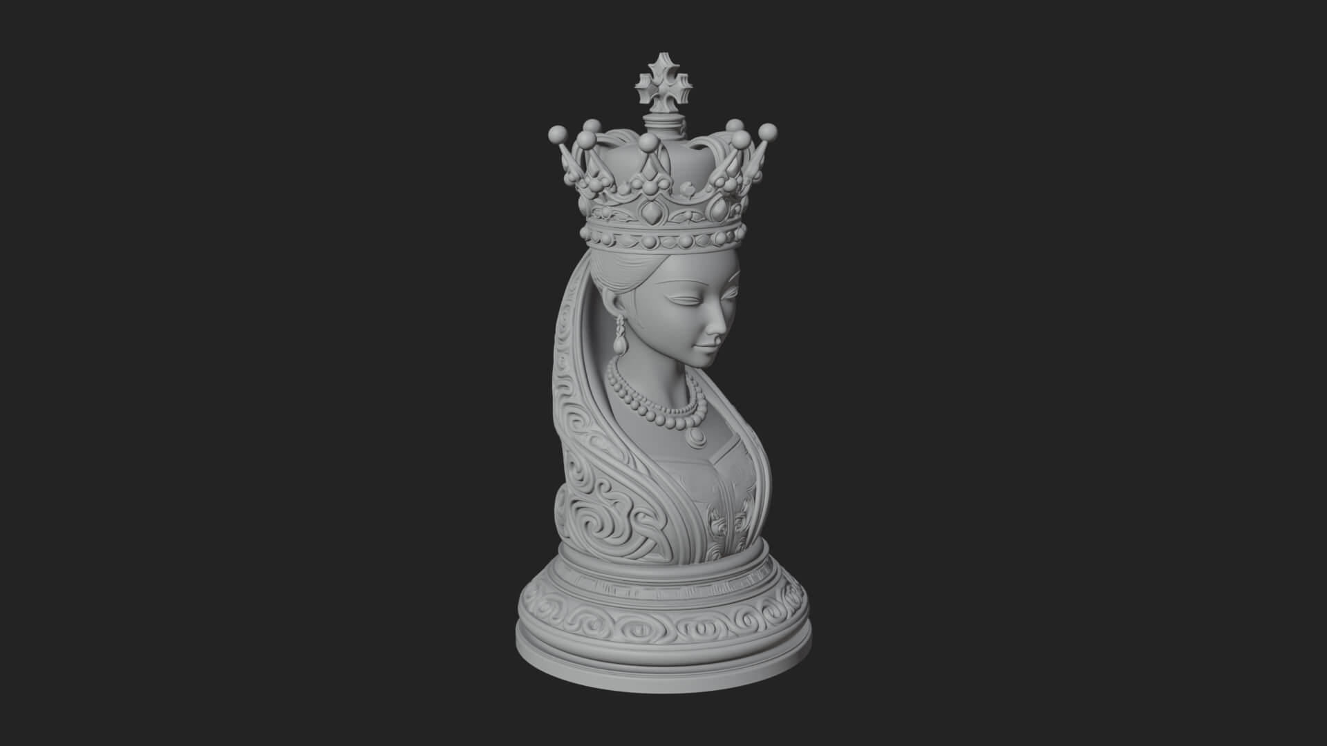 Ornate Chess Piece Statue Design 145 3D Print Model 3D Model