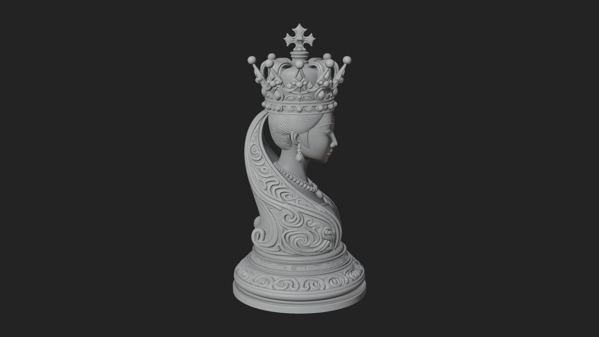 Ornate Chess Piece Statue Design 145 3D Print Model 3D Model