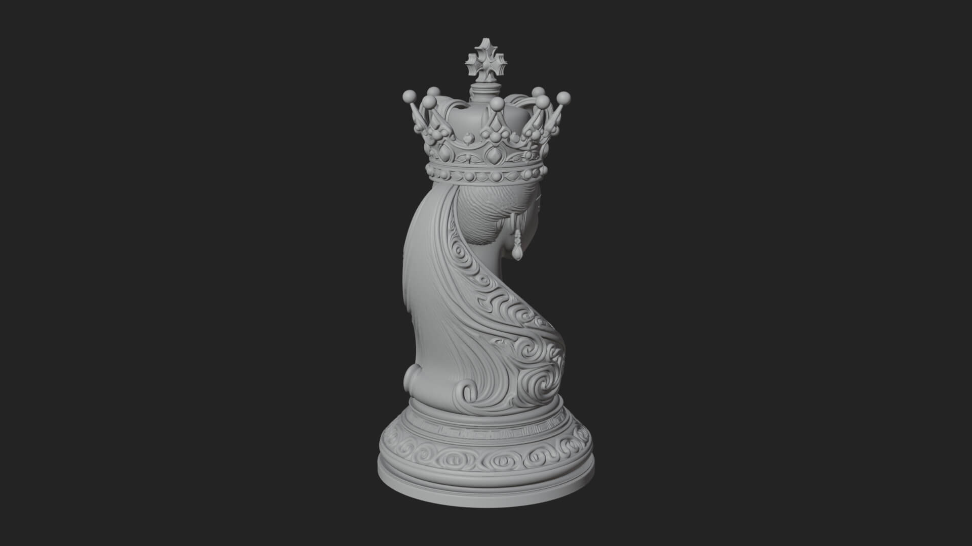 Ornate Chess Piece Statue Design 145 3D Print Model 3D Model