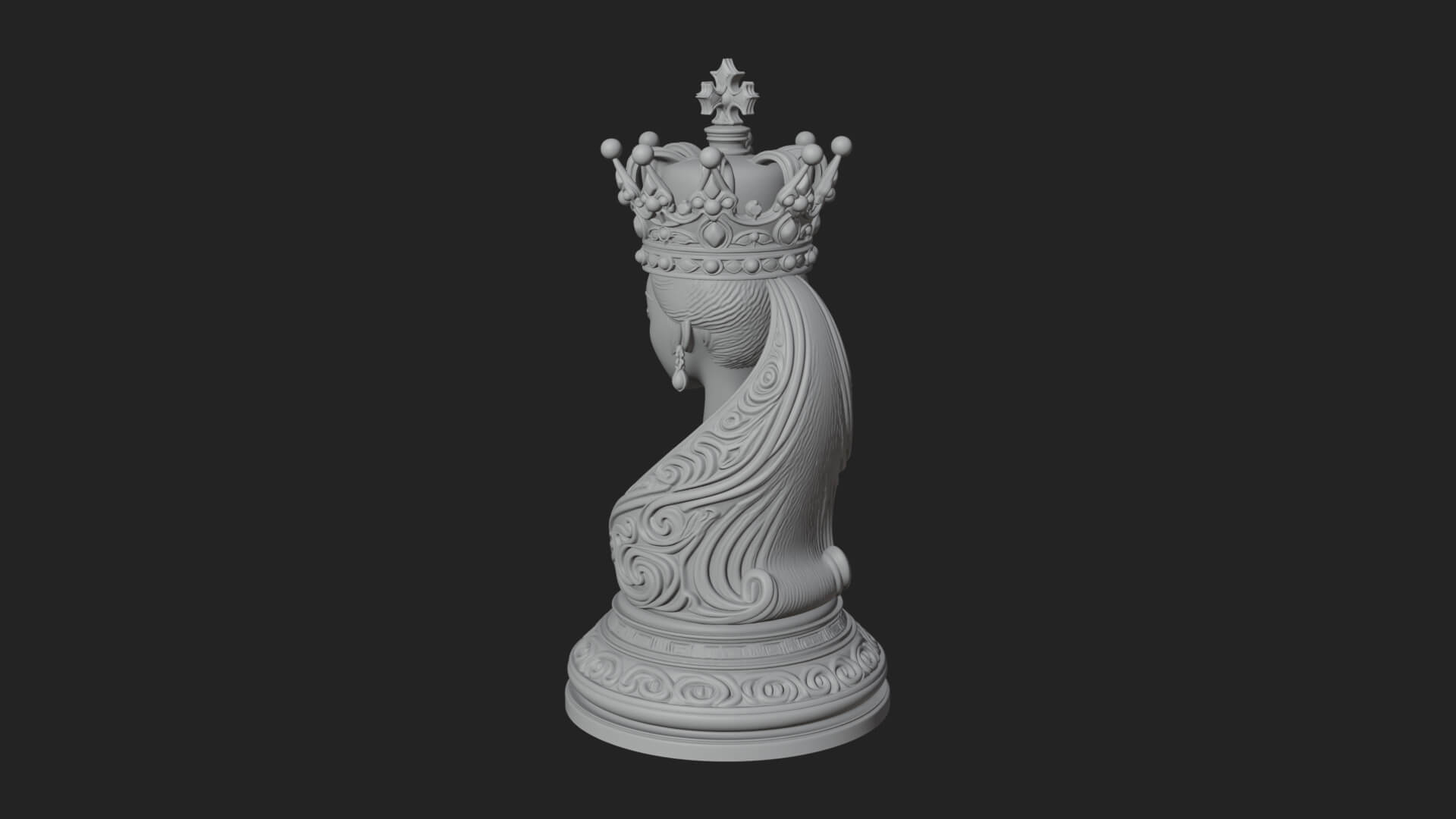 Ornate Chess Piece Statue Design 145 3D Print Model 3D Model