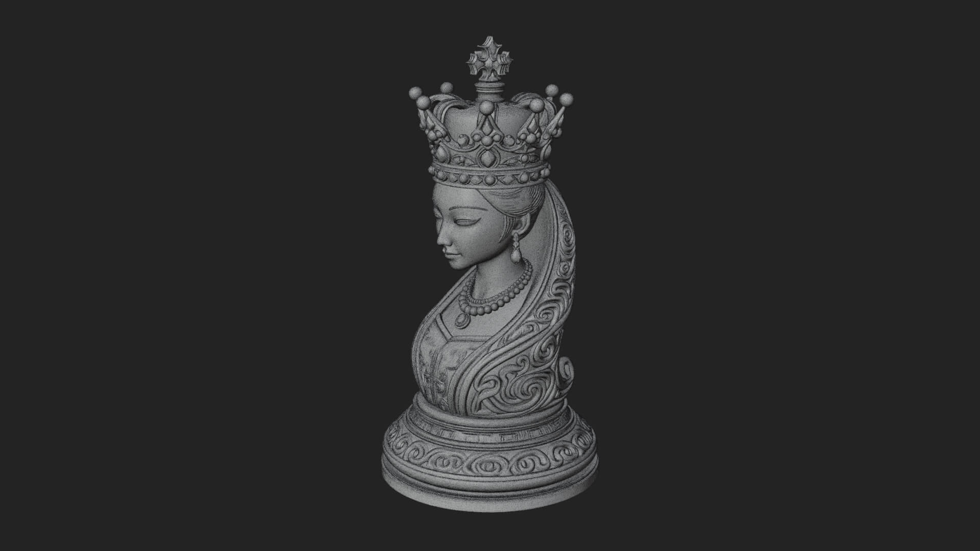 Ornate Chess Piece Statue Design 145 3D Print Model 3D Model
