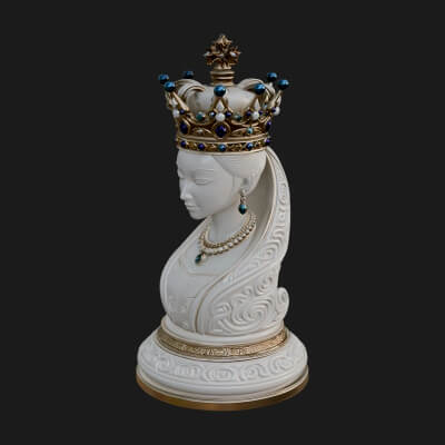 Ornate Chess Piece Statue Design 145 3D Print Model