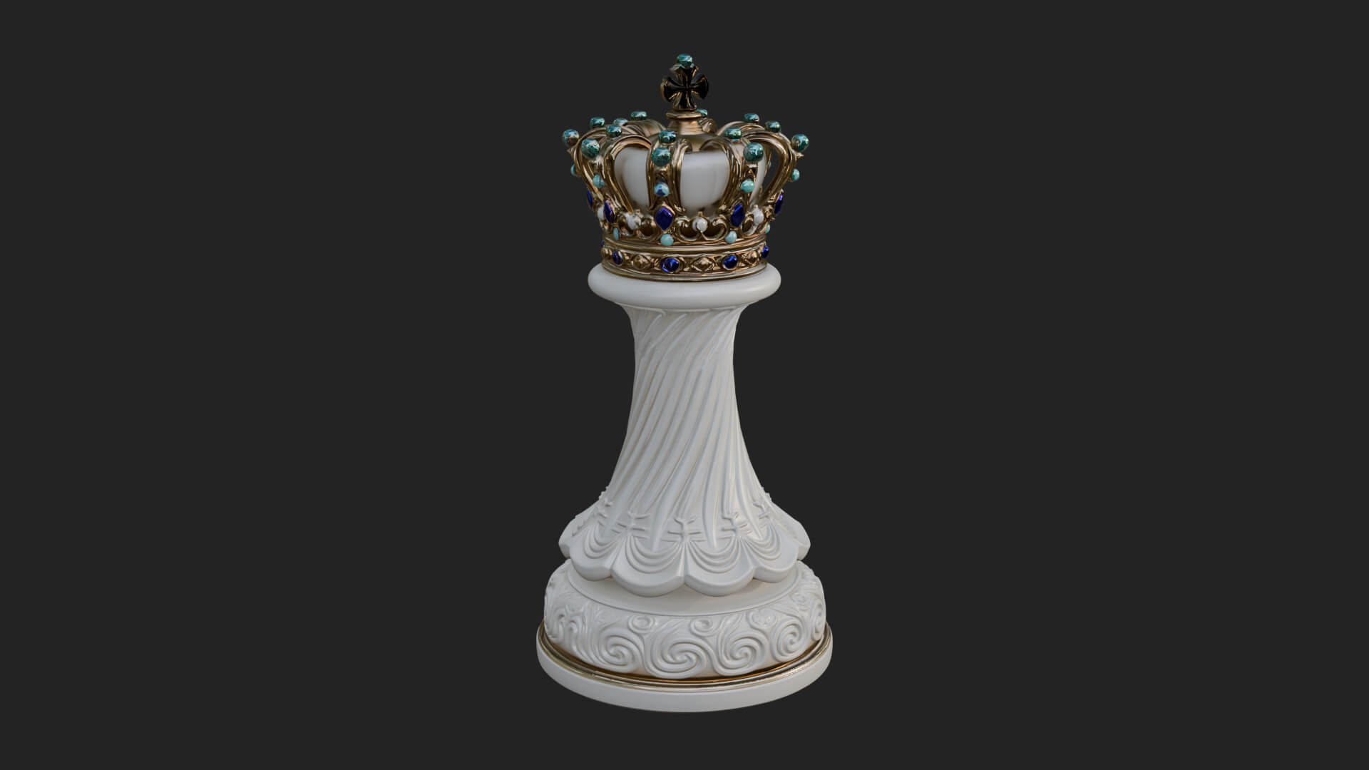 Ornate Chess Piece Statue Design 146 3D Print Model 3D Model