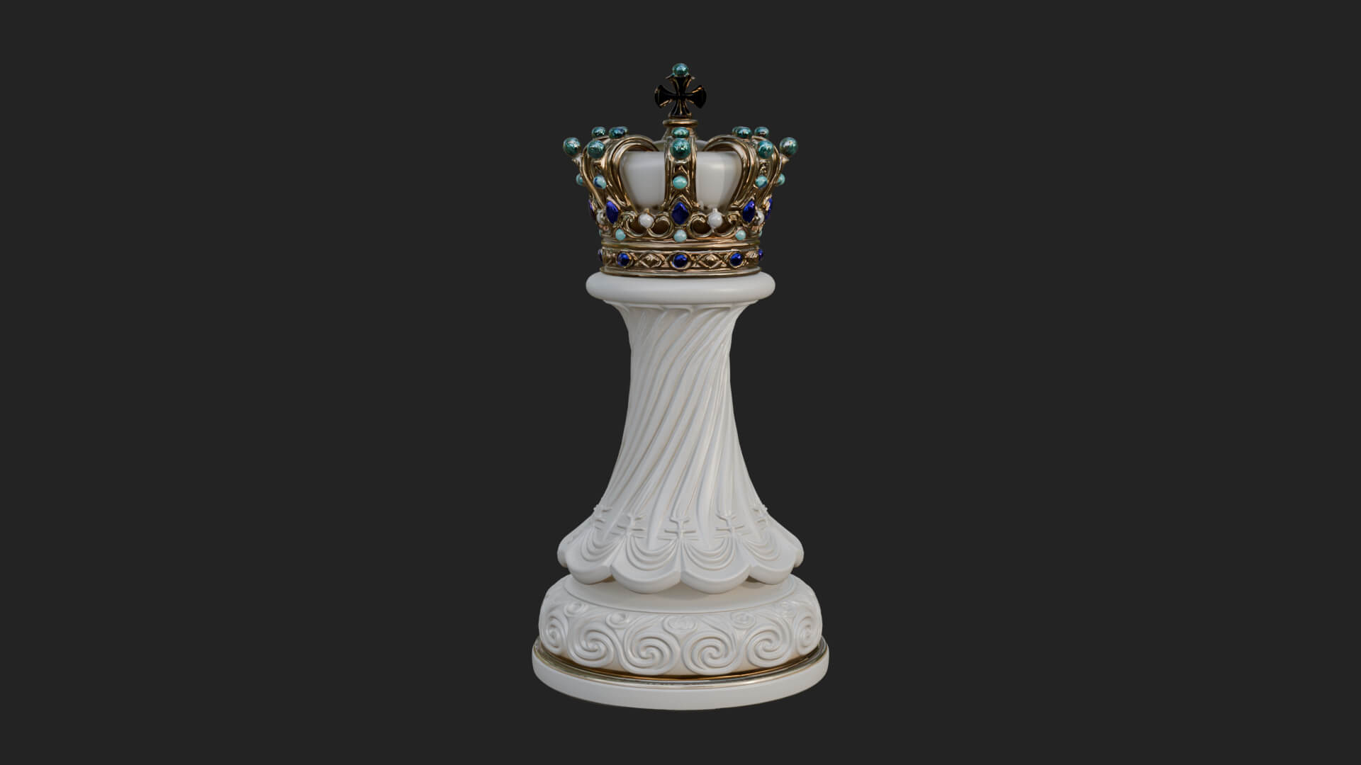 Ornate Chess Piece Statue Design 146 3D Print Model 3D Model