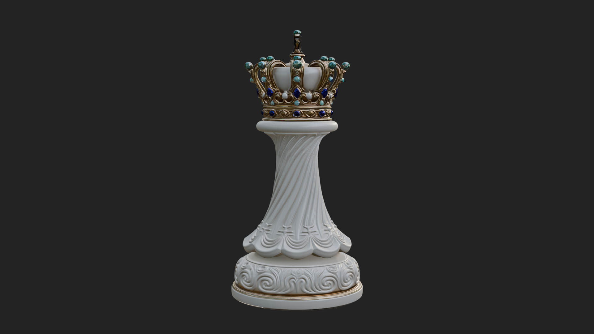 Ornate Chess Piece Statue Design 146 3D Print Model 3D Model