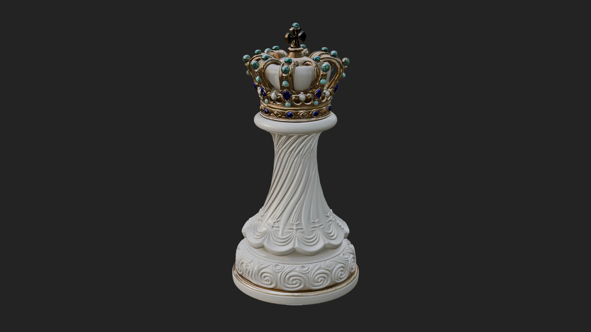 Ornate Chess Piece Statue Design 146 3D Print Model 3D Model