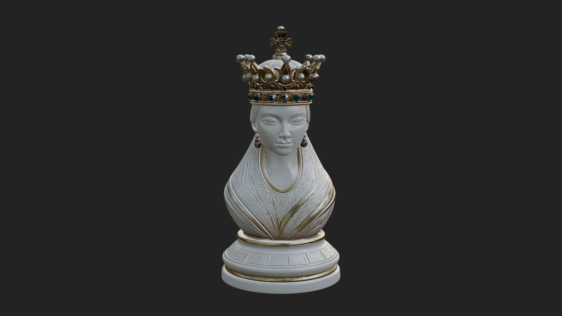 Ornate Chess Piece Statue Design 150 3D Print Model 3D Model
