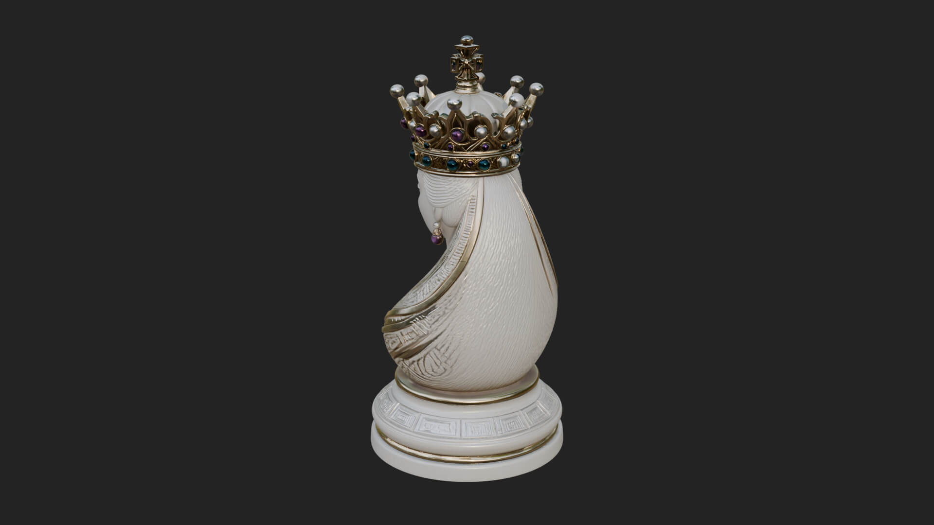 Ornate Chess Piece Statue Design 150 3D Print Model 3D Model