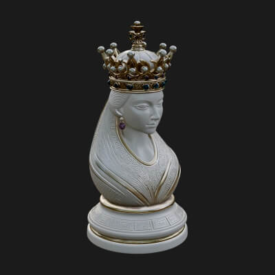 Ornate Chess Piece Statue Design 150 3D Print Model