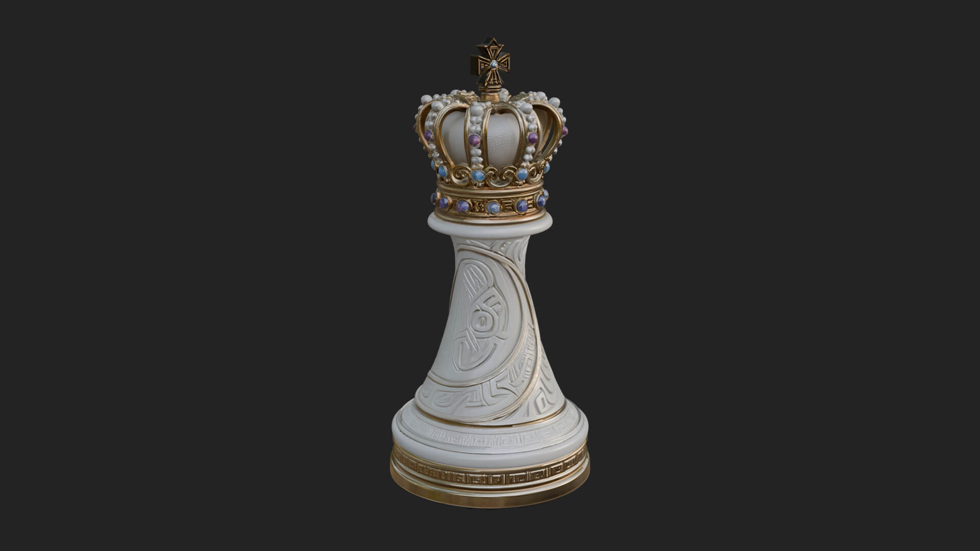 Ornate Chess Piece Statue Design 151 3D Print Model 3D Model