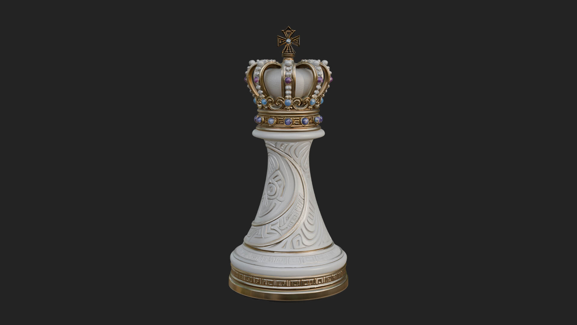 Ornate Chess Piece Statue Design 151 3D Print Model 3D Model