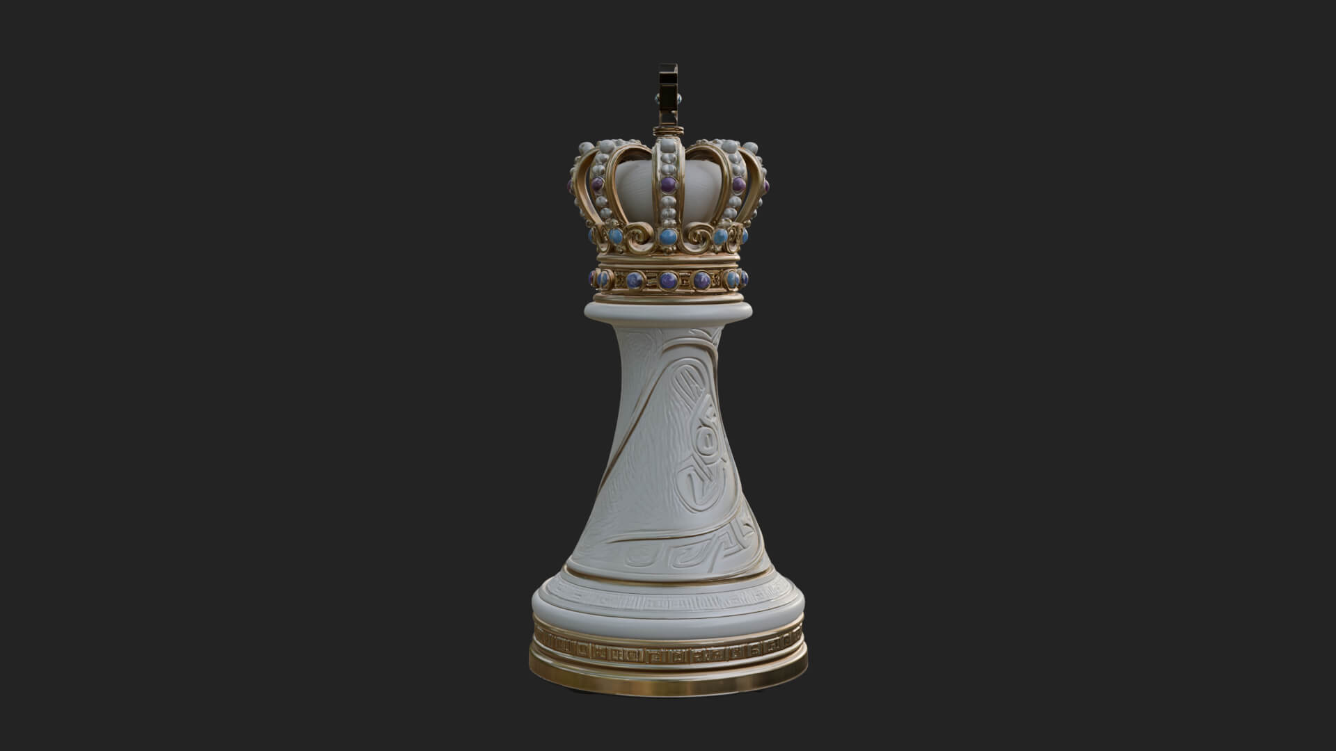 Ornate Chess Piece Statue Design 151 3D Print Model 3D Model