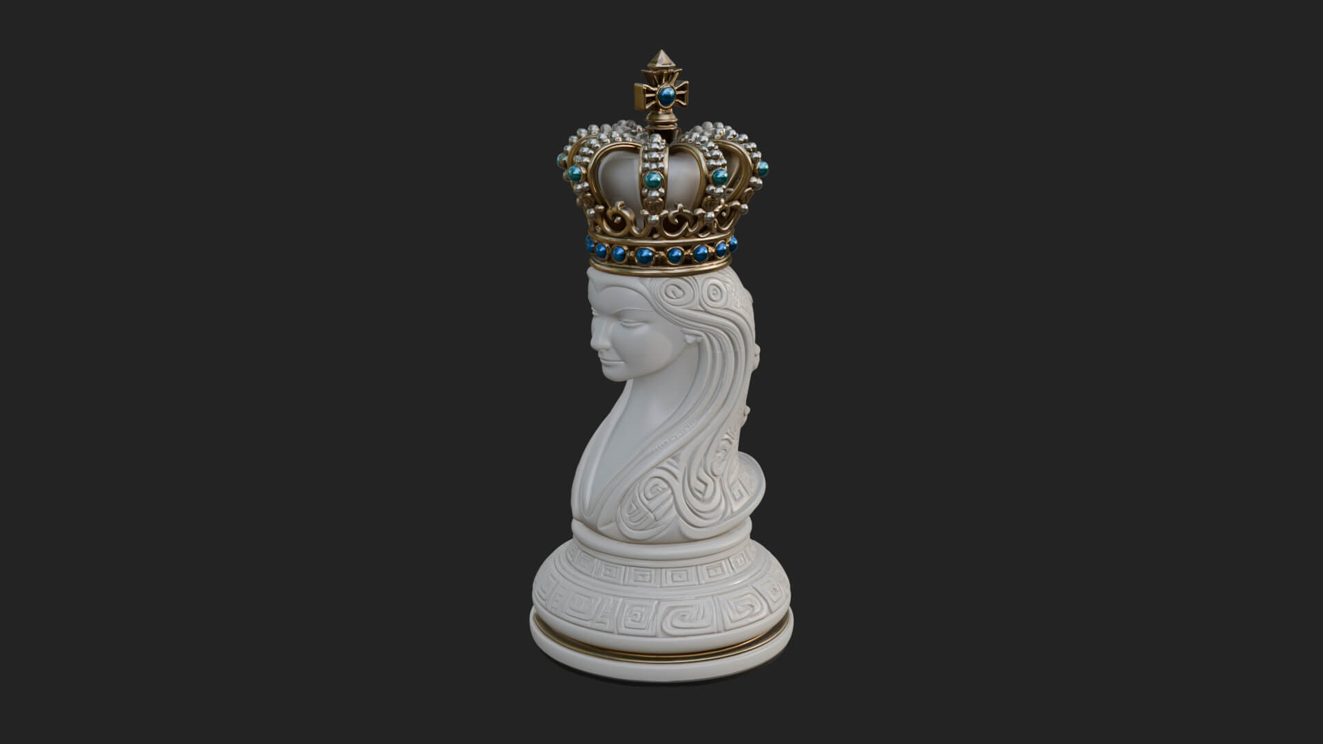 Ornate Chess Piece Statue Design 152 3D Print Model 3D Model