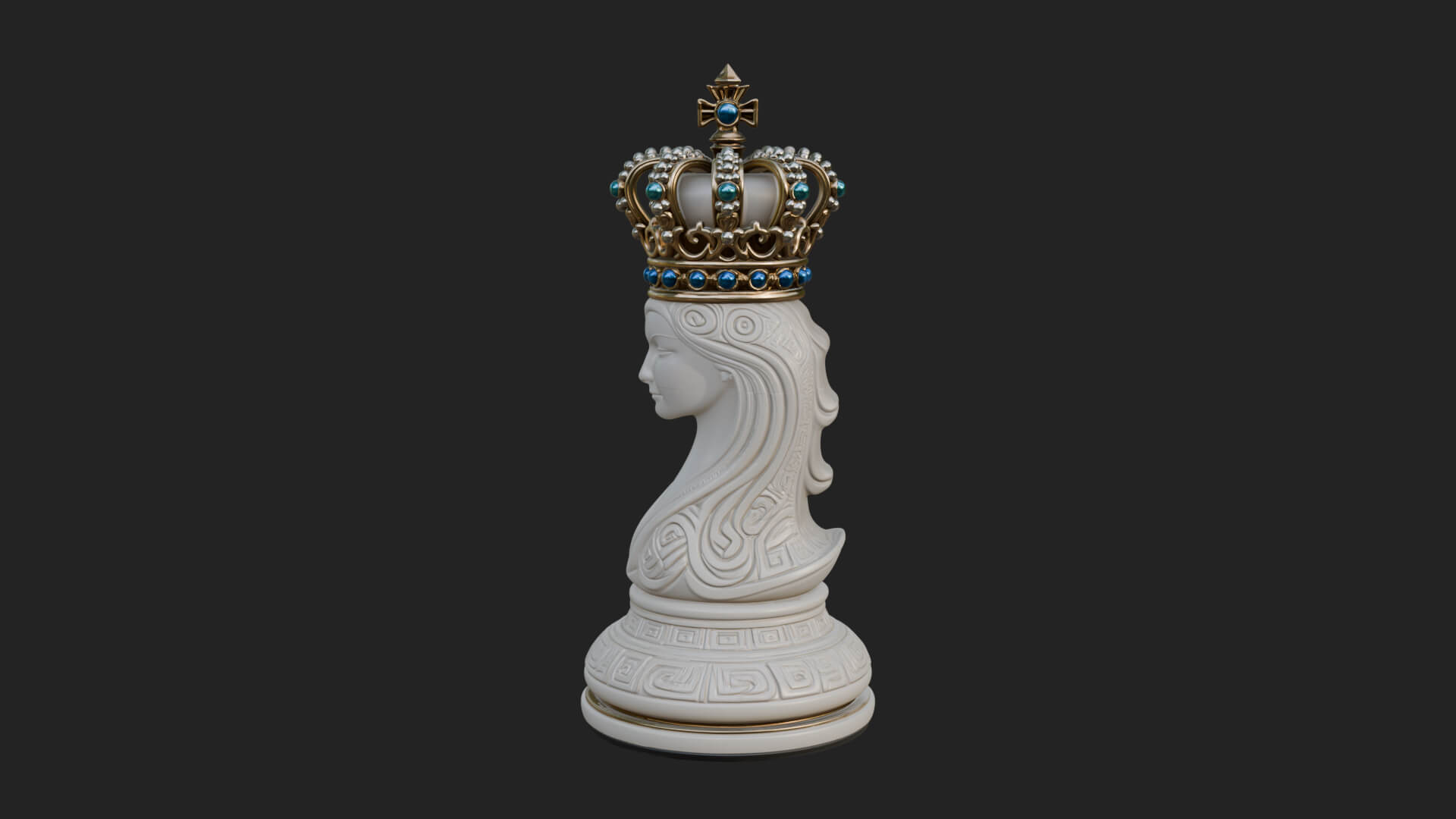 Ornate Chess Piece Statue Design 152 3D Print Model 3D Model