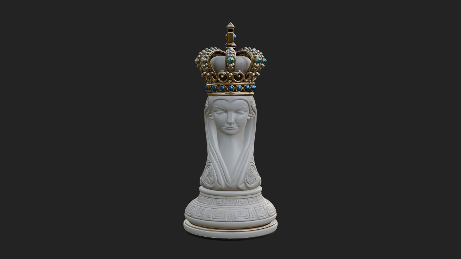 Ornate Chess Piece Statue Design 152 3D Print Model 3D Model