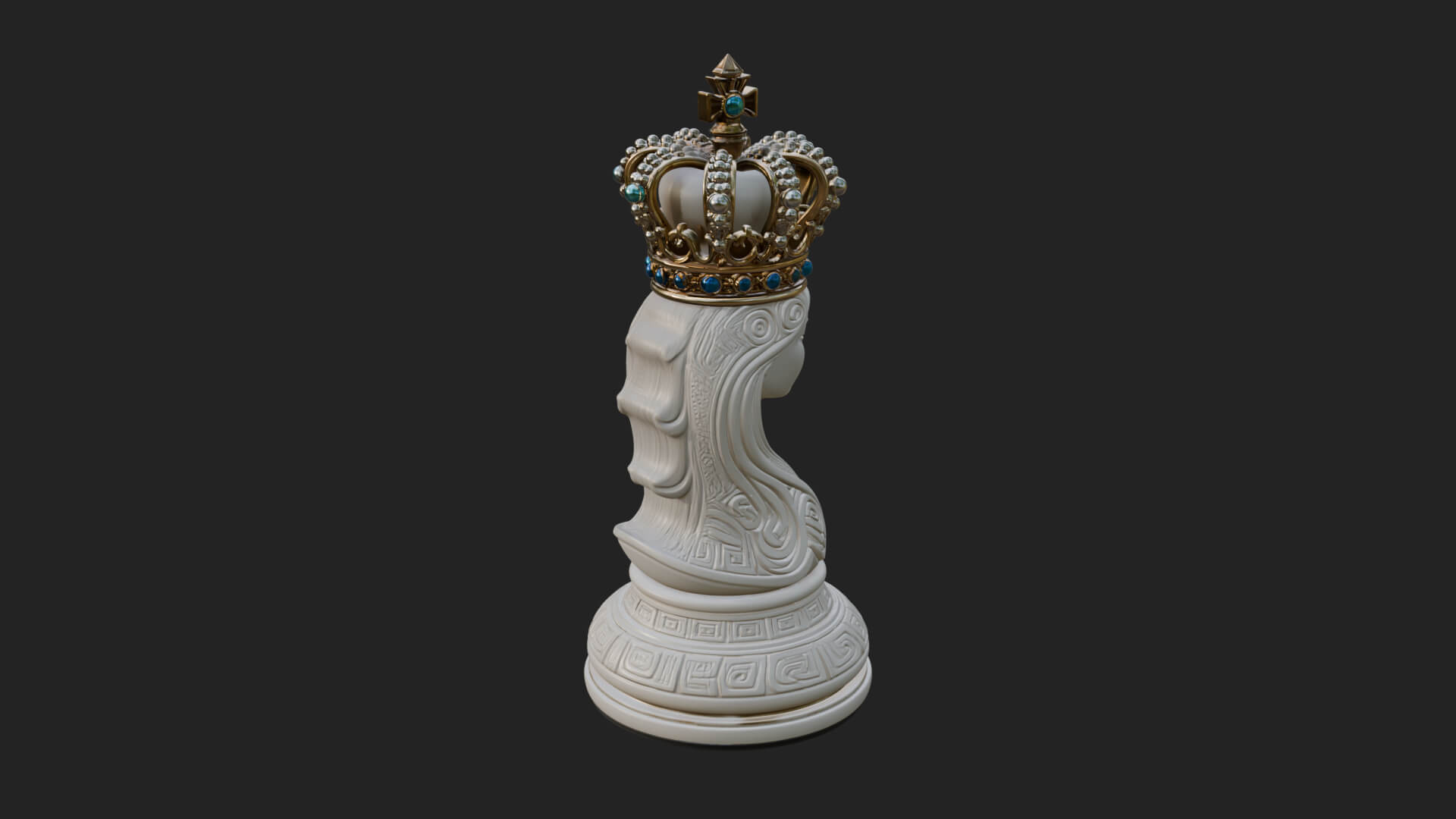 Ornate Chess Piece Statue Design 152 3D Print Model 3D Model