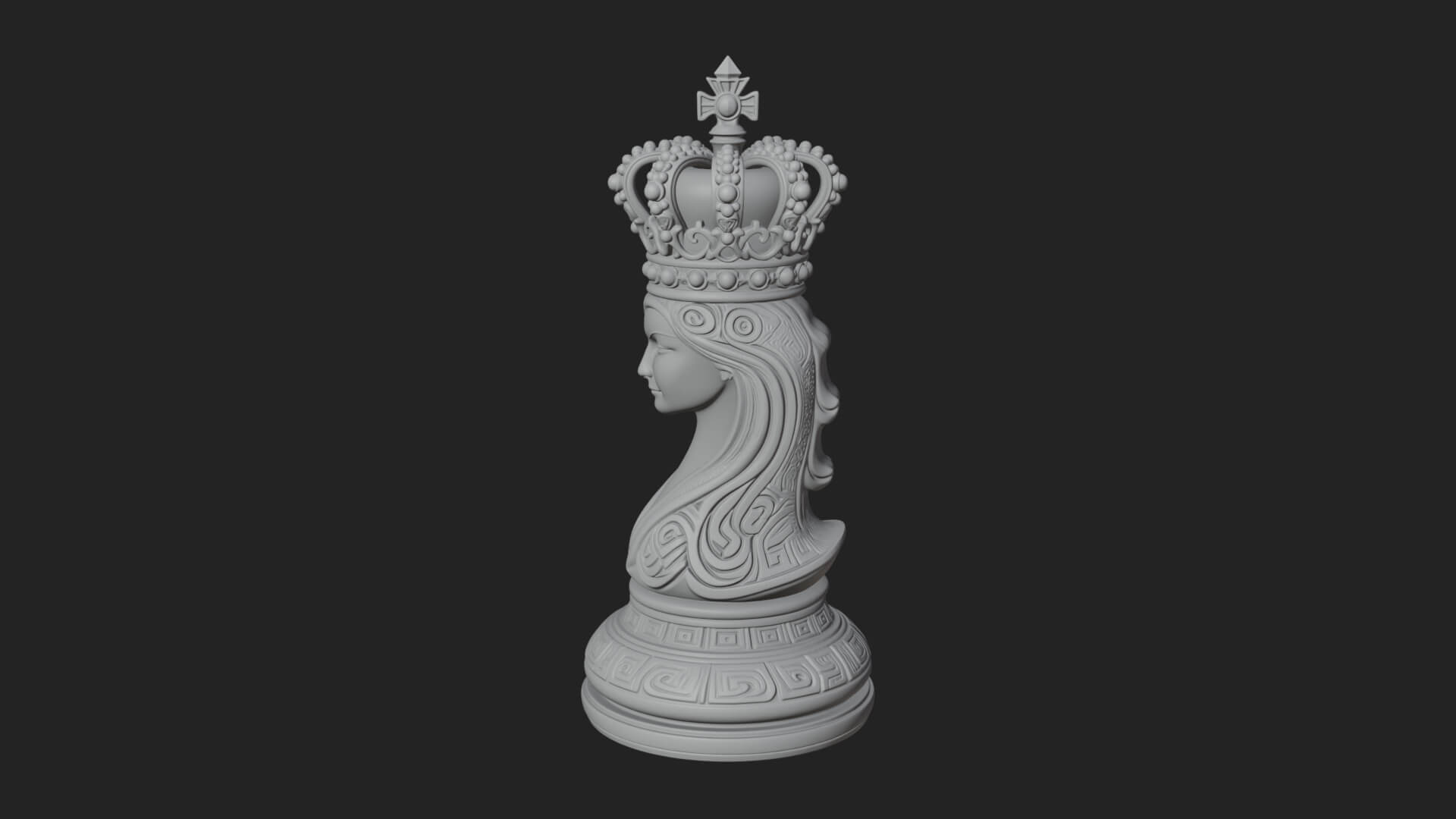 Ornate Chess Piece Statue Design 152 3D Print Model 3D Model