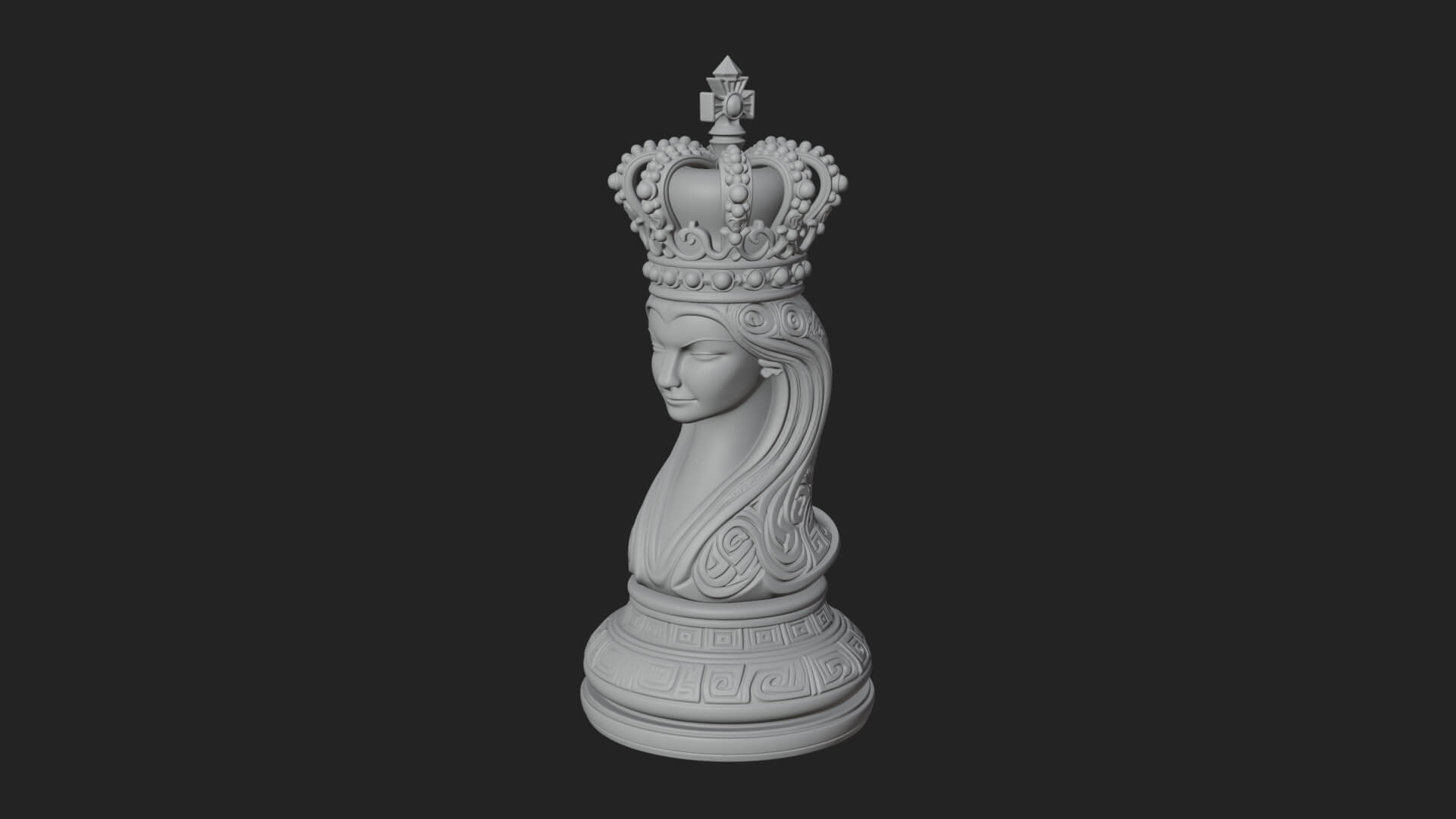 Ornate Chess Piece Statue Design 152 3D Print Model 3D Model