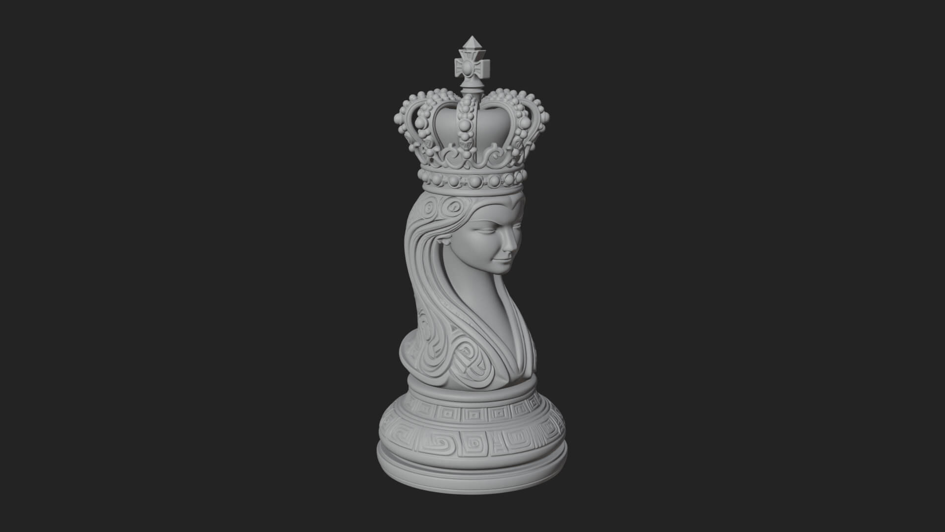 Ornate Chess Piece Statue Design 152 3D Print Model 3D Model