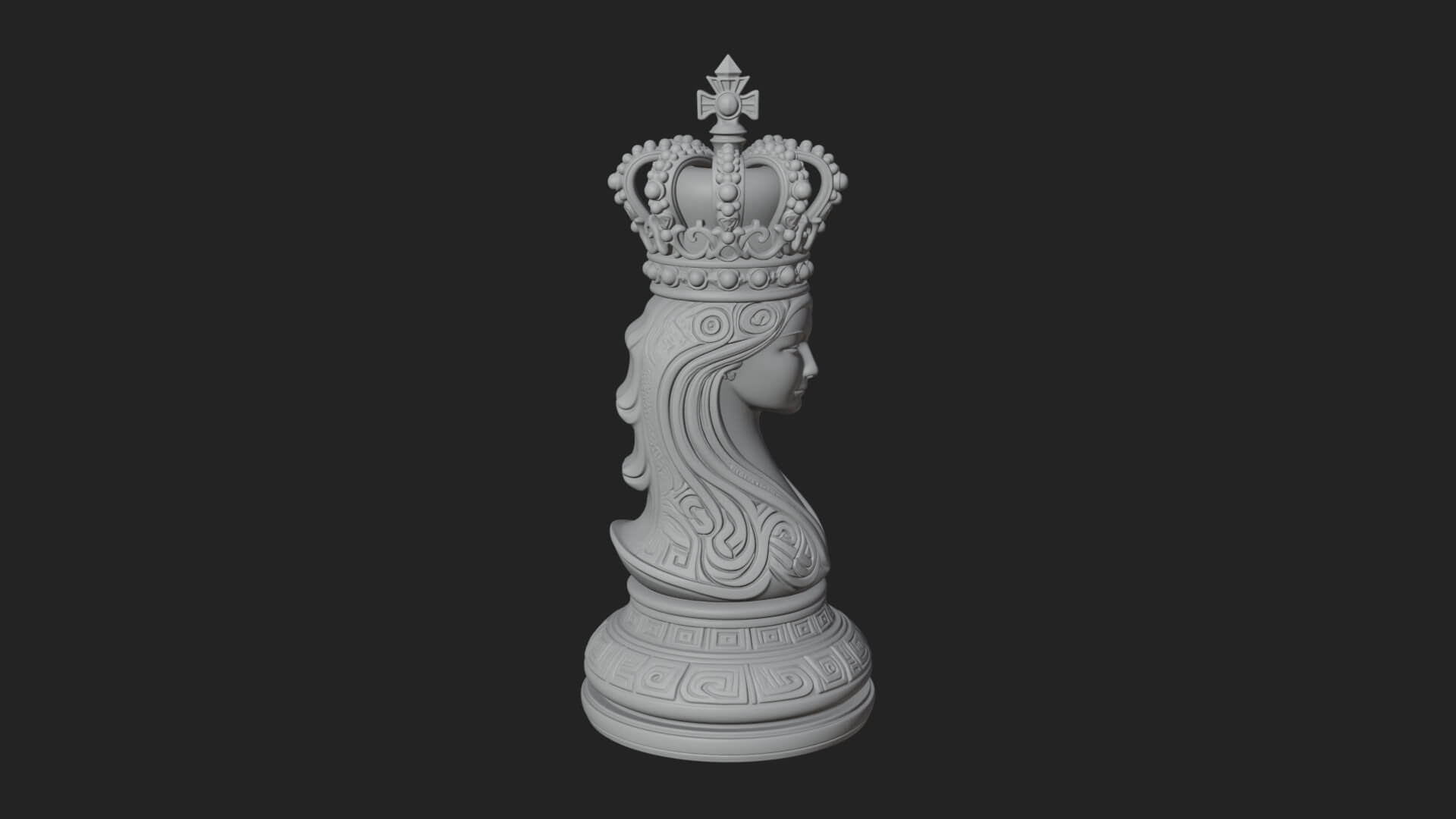 Ornate Chess Piece Statue Design 152 3D Print Model 3D Model
