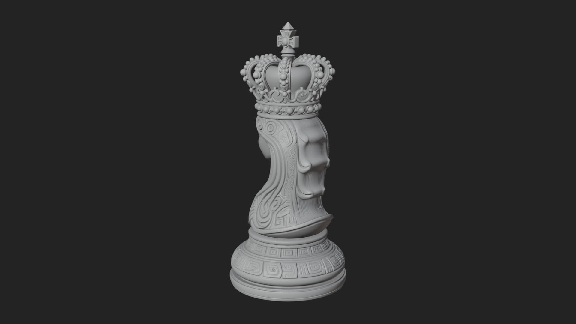 Ornate Chess Piece Statue Design 152 3D Print Model 3D Model