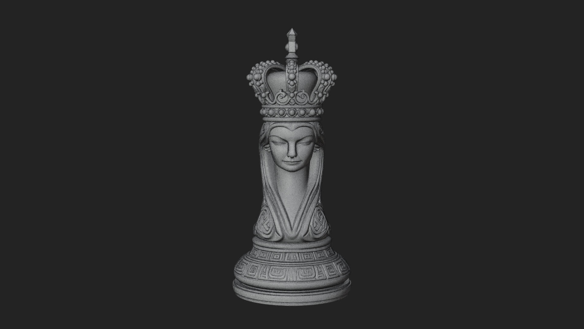 Ornate Chess Piece Statue Design 152 3D Print Model 3D Model