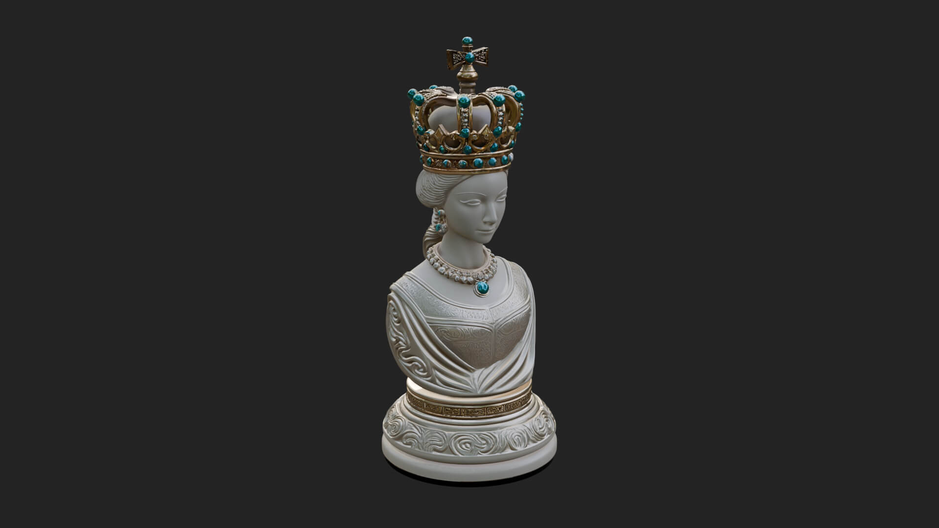 Ornate Chess Piece Statue Design 154 3D Print Model 3D Model