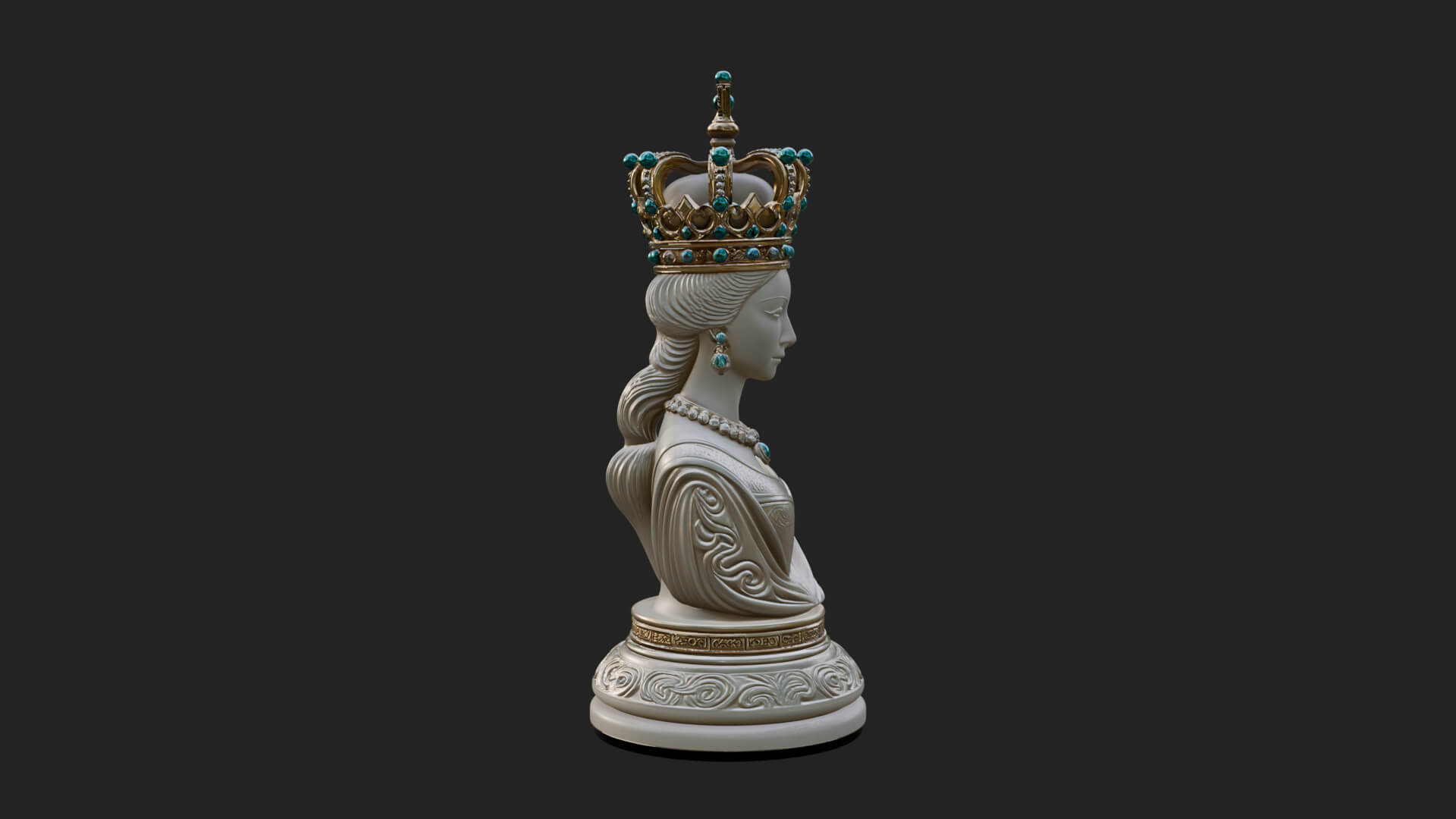 Ornate Chess Piece Statue Design 154 3D Print Model 3D Model