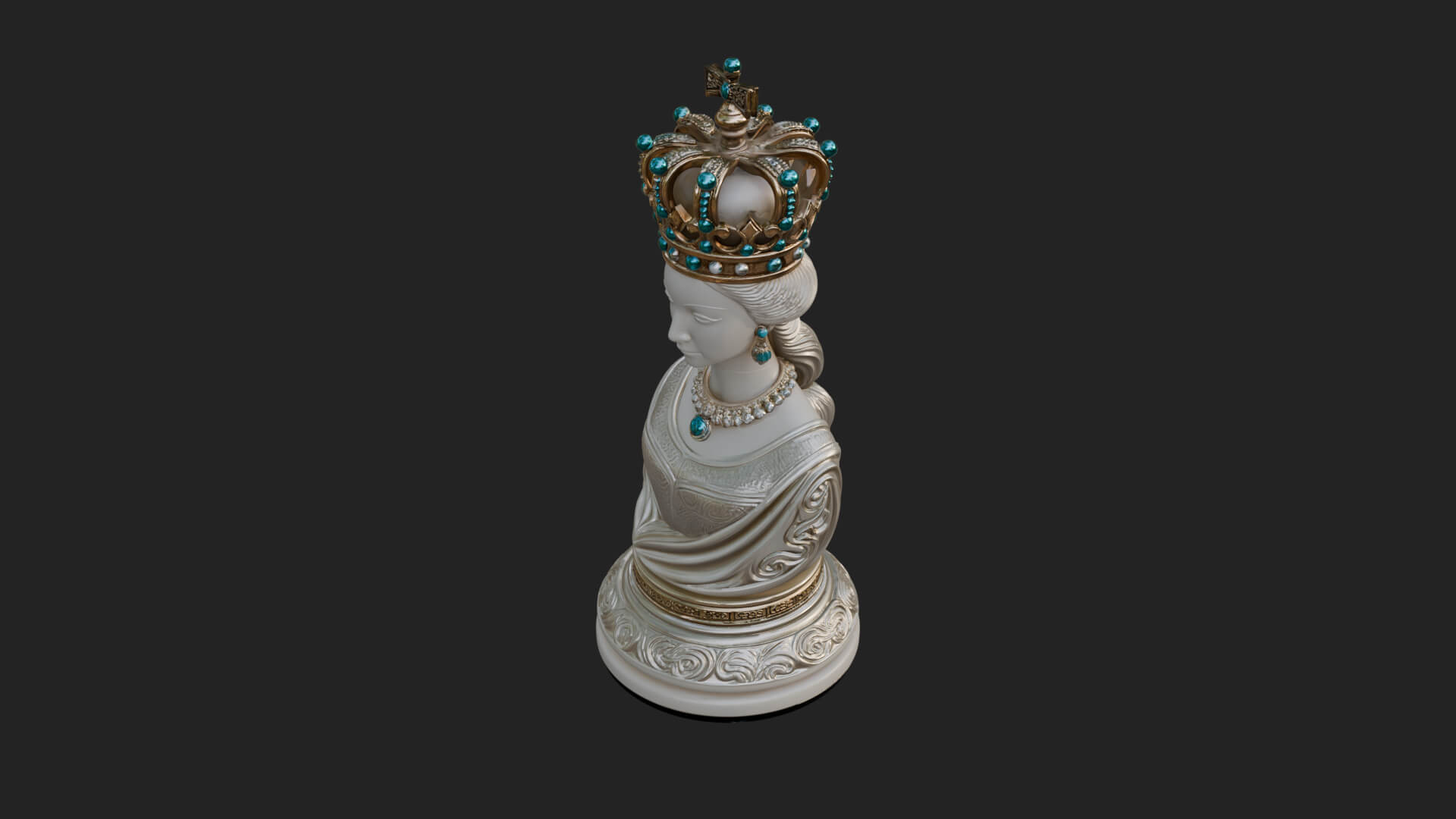 Ornate Chess Piece Statue Design 154 3D Print Model 3D Model