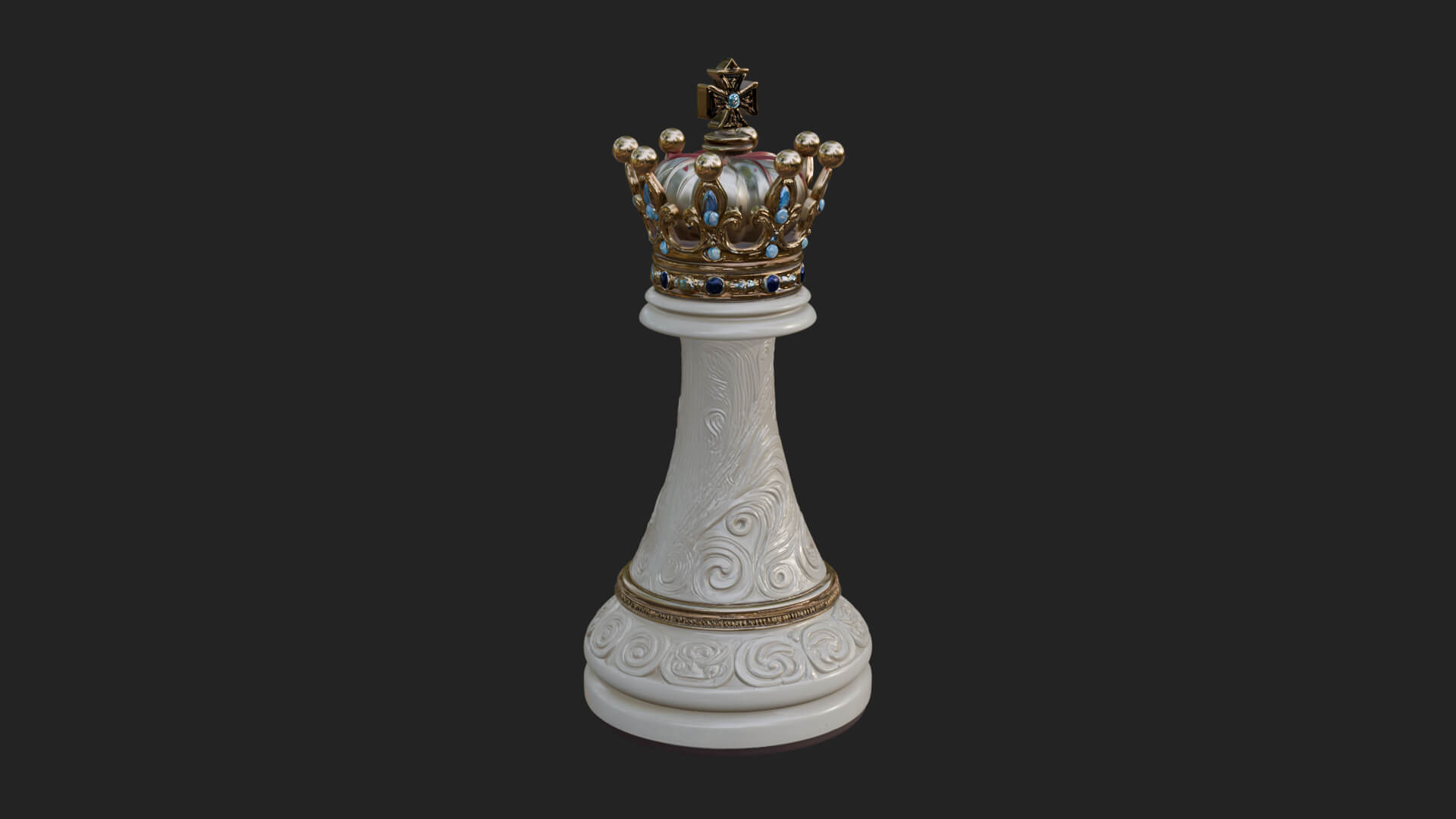 Ornate Chess Piece Statue Design 155 3D Print Model 3D Model