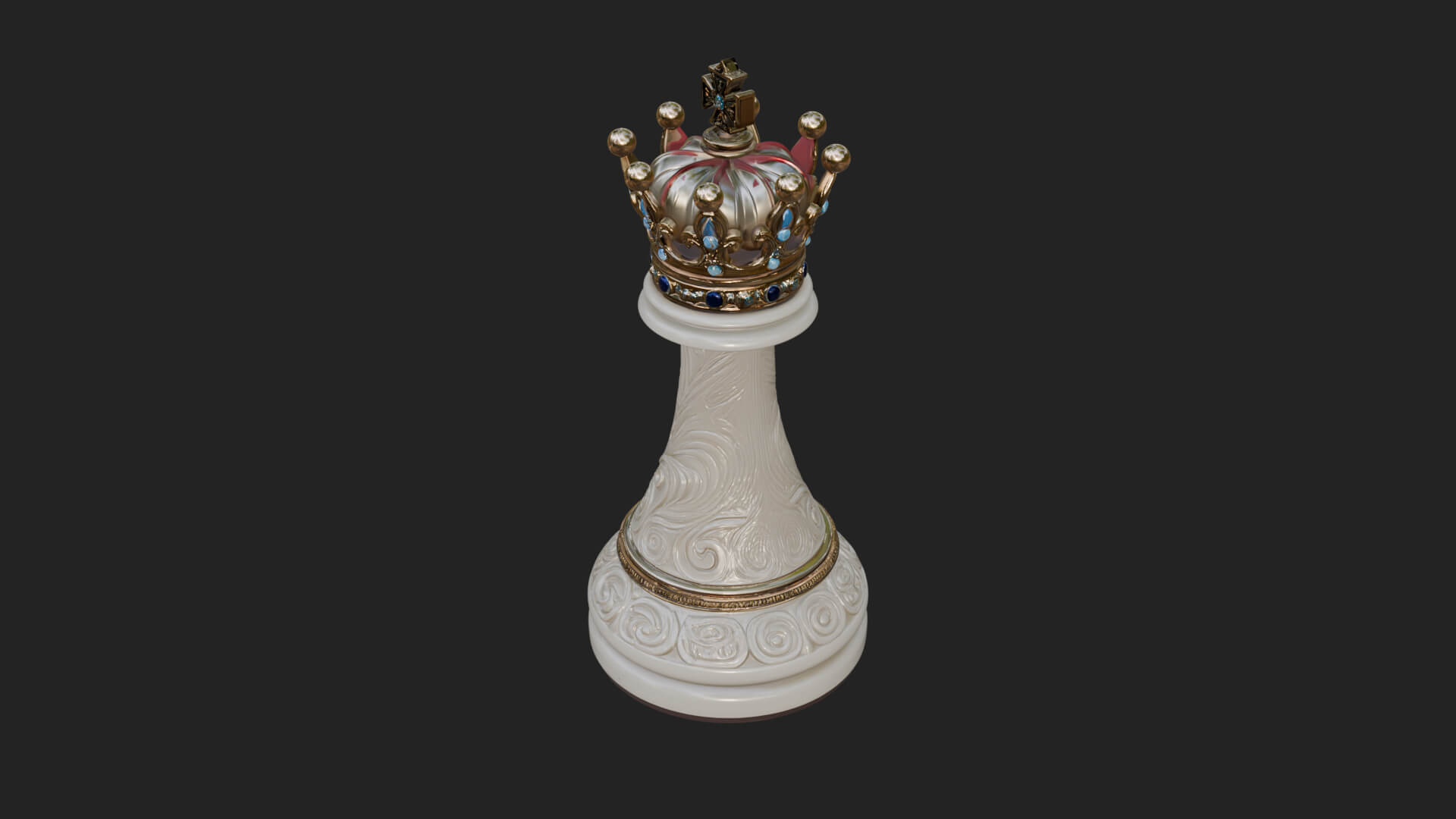 Ornate Chess Piece Statue Design 155 3D Print Model 3D Model