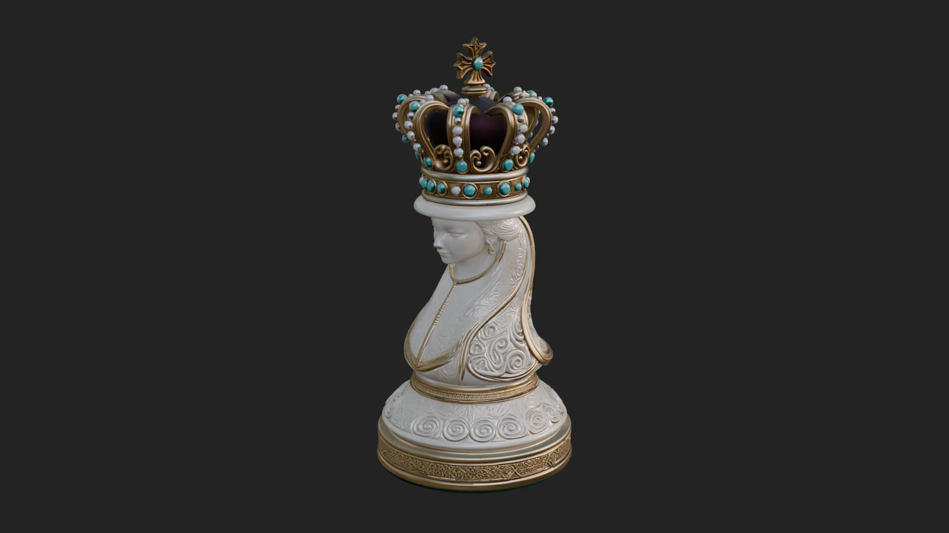 Ornate Chess Piece Statue Design 156 3D Print Model 3D Model