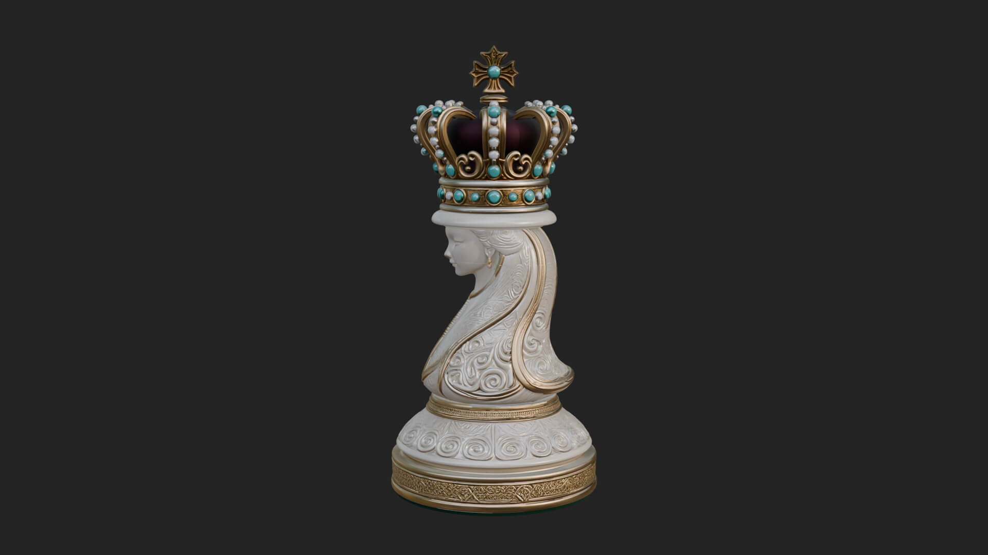 Ornate Chess Piece Statue Design 156 3D Print Model 3D Model