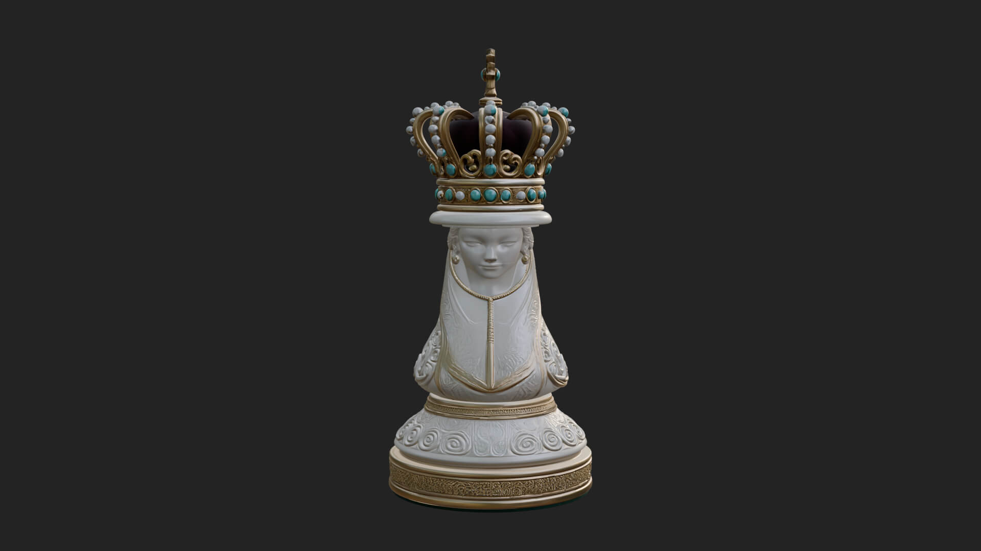 Ornate Chess Piece Statue Design 156 3D Print Model 3D Model