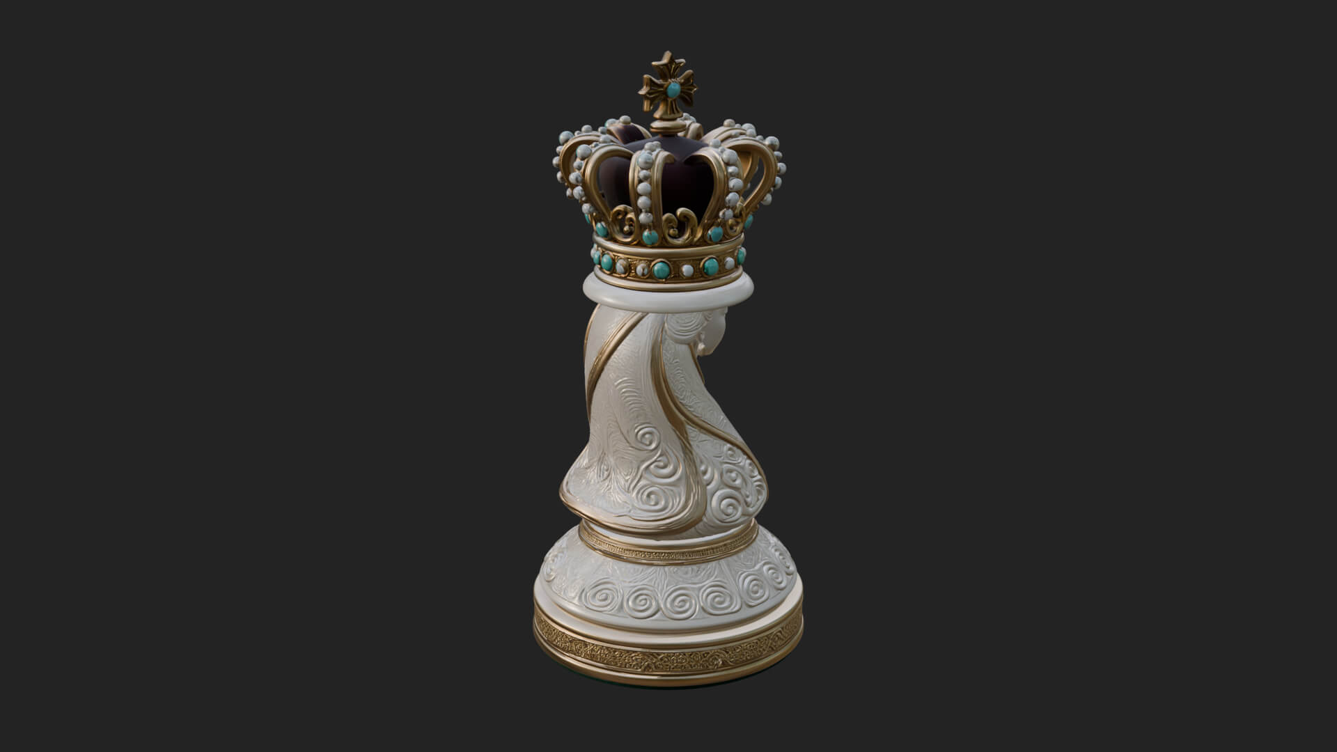 Ornate Chess Piece Statue Design 156 3D Print Model 3D Model