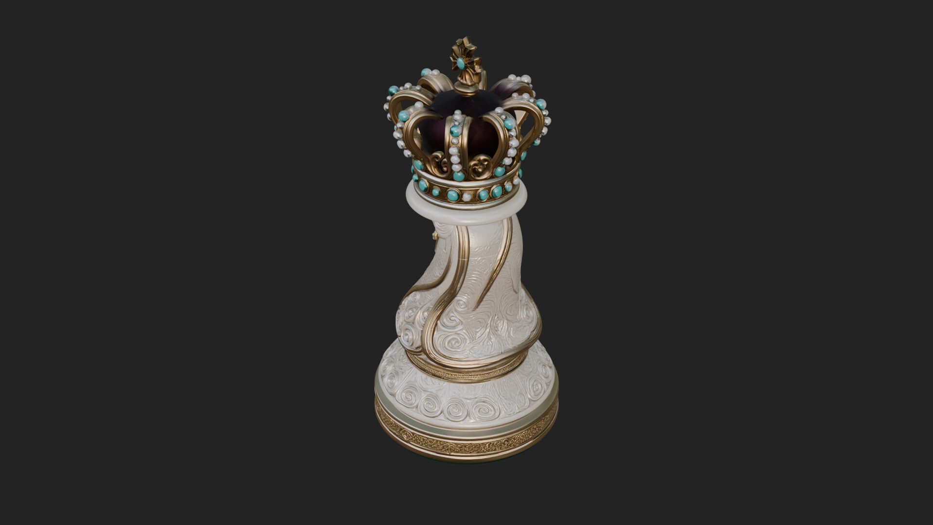 Ornate Chess Piece Statue Design 156 3D Print Model 3D Model