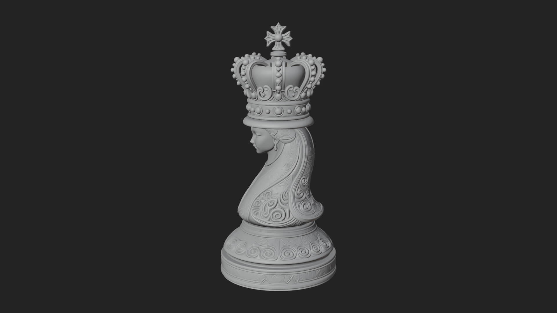 Ornate Chess Piece Statue Design 156 3D Print Model 3D Model